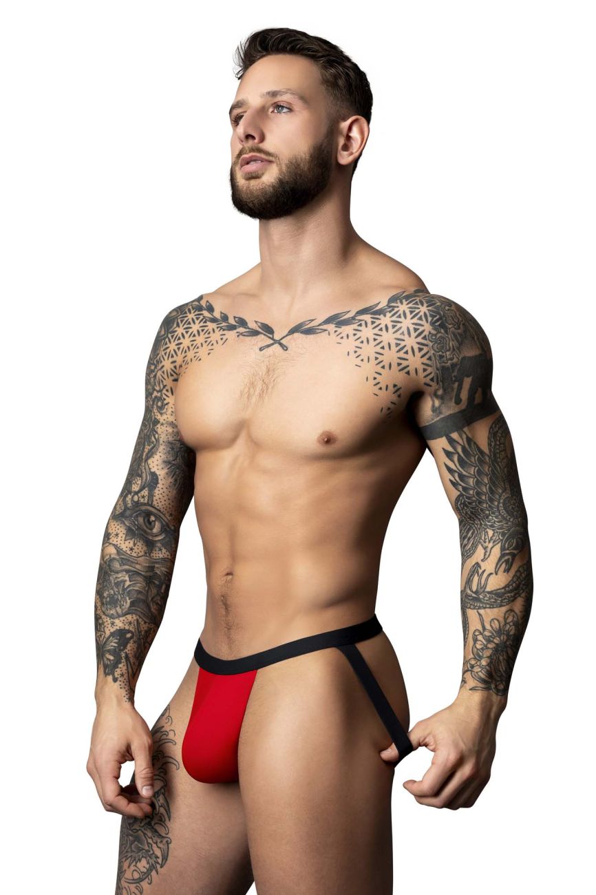 Male Power Hot Mesh Jock - Black-Red