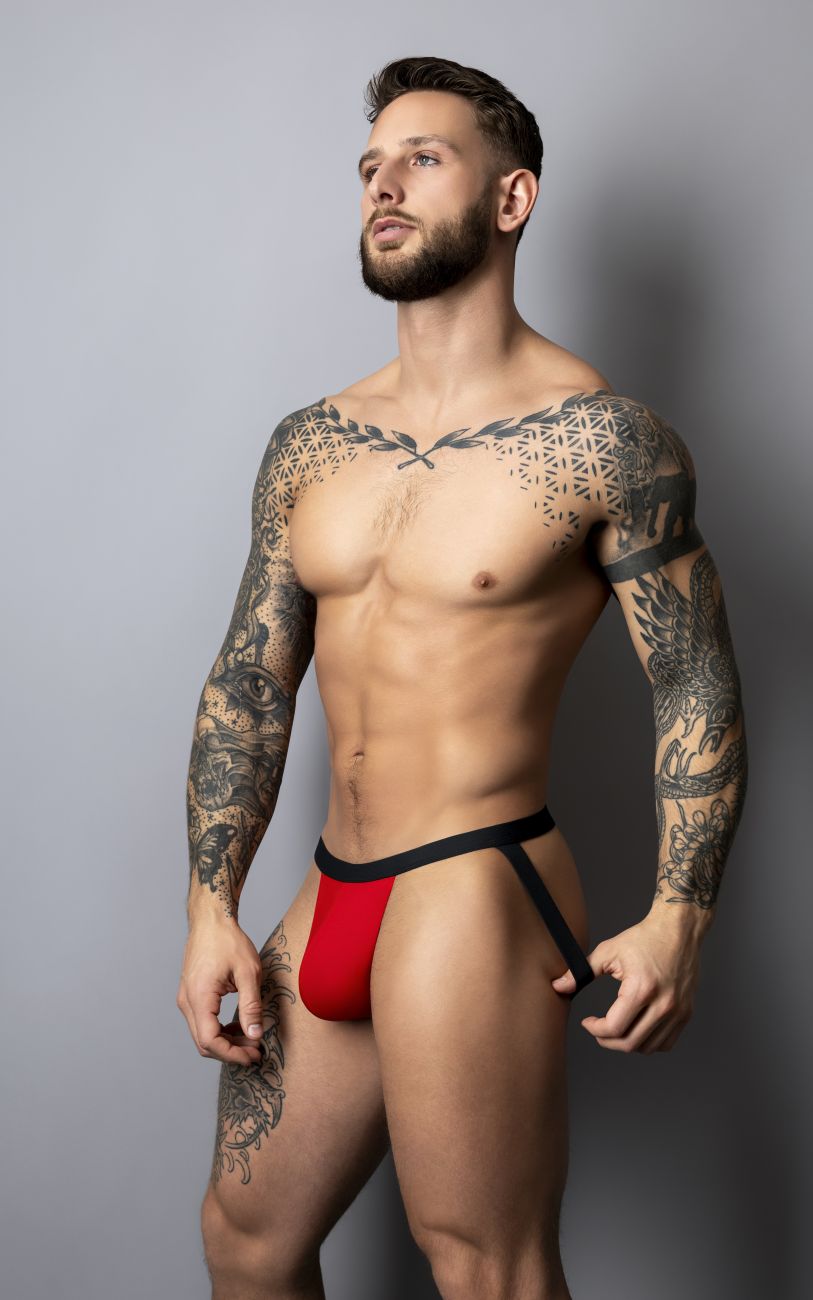 Male Power Hot Mesh Jock - Black-Red