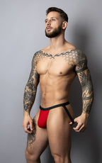 Male Power Hot Mesh Jock - Black-Red