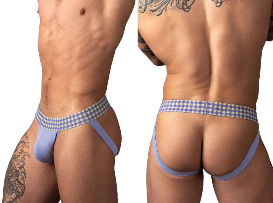 Male Power So Comfy Gingham Jockstrap - Purple