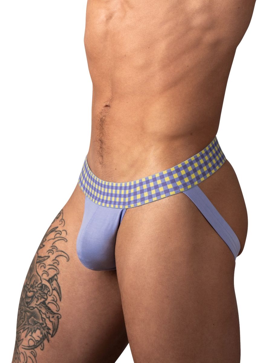 Male Power So Comfy Gingham Jockstrap - Purple