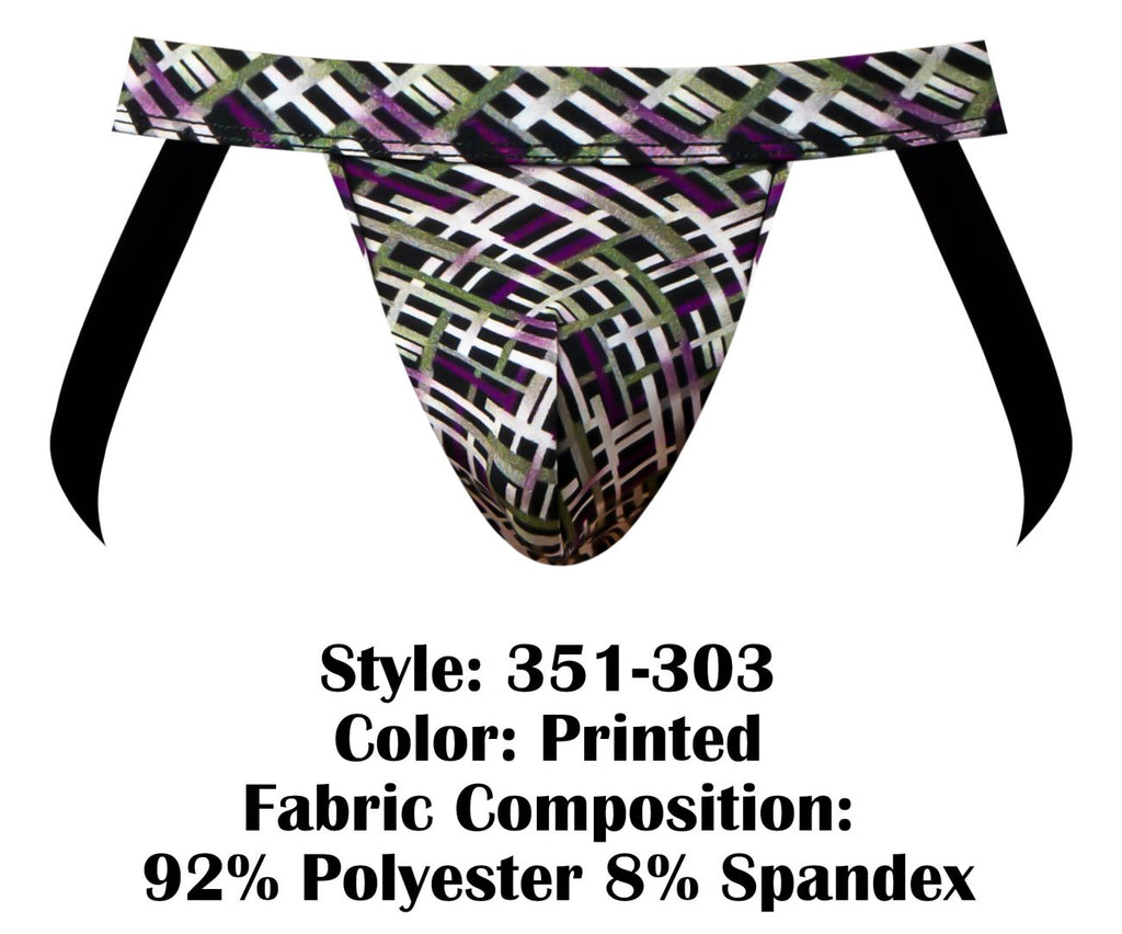 Male Power Gridlocked Strappy Ring Jock - Printed