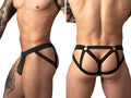 Male Power Mesh 2 Strappy Ring Jockstrap - Black