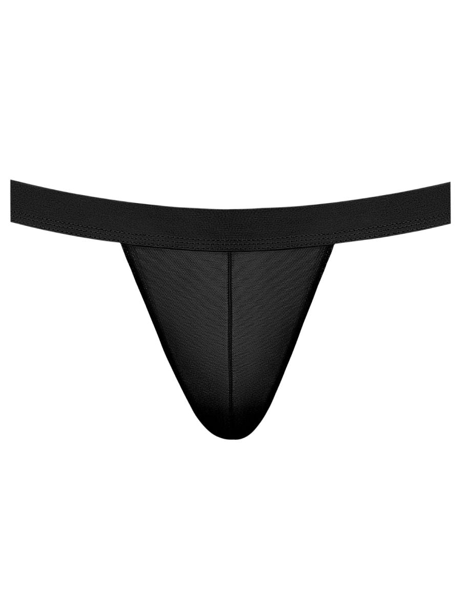 Male Power Mesh 2 Strappy Ring Jockstrap - Black