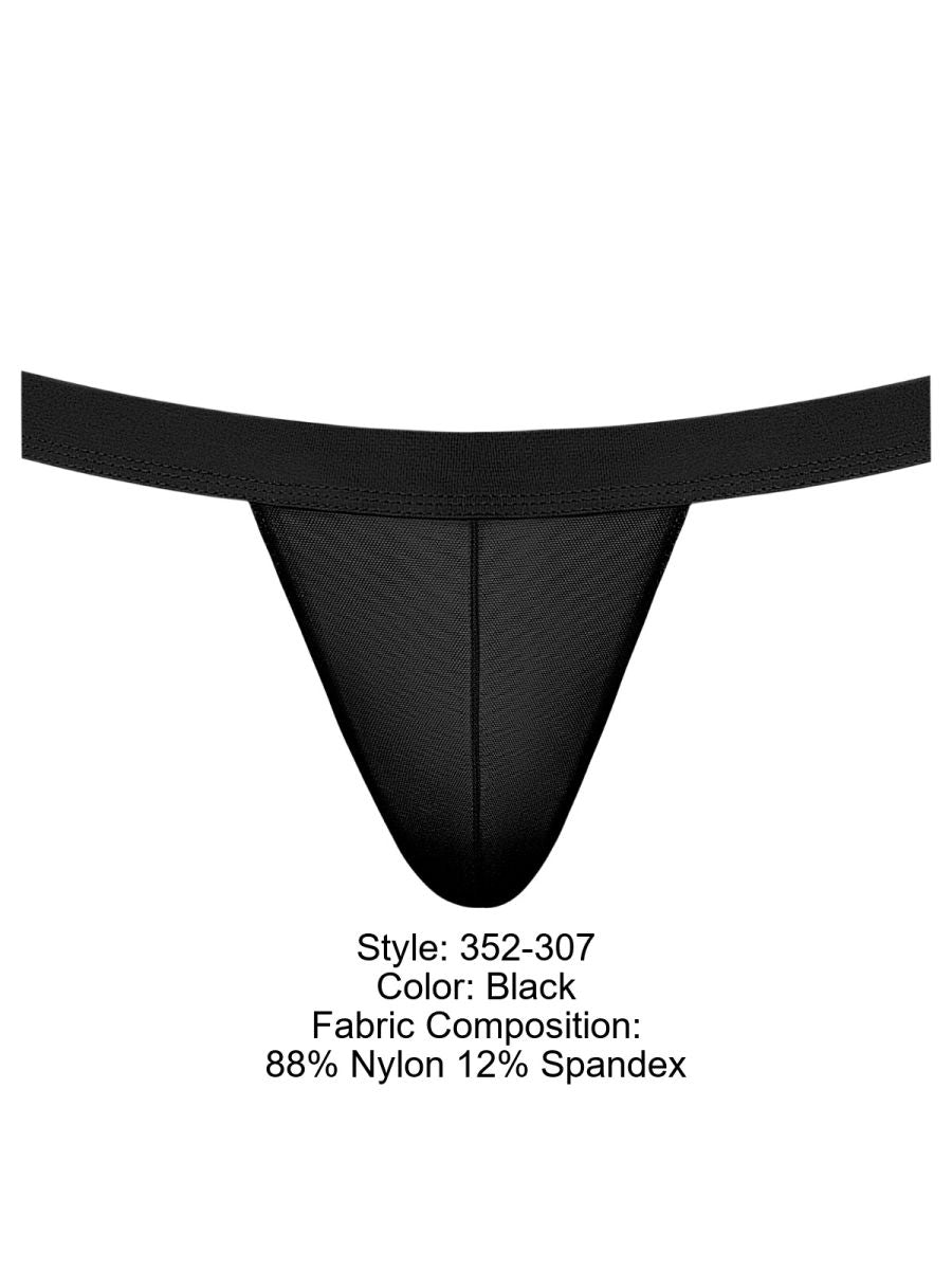 Male Power Mesh 2 Strappy Ring Jockstrap - Black
