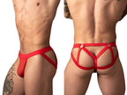 Male Power Mesh 2 Strappy Ring Jockstrap - Red