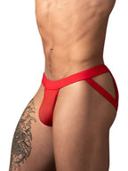 Male Power Mesh 2 Strappy Ring Jockstrap - Red