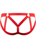 Male Power Mesh 2 Strappy Ring Jockstrap - Red