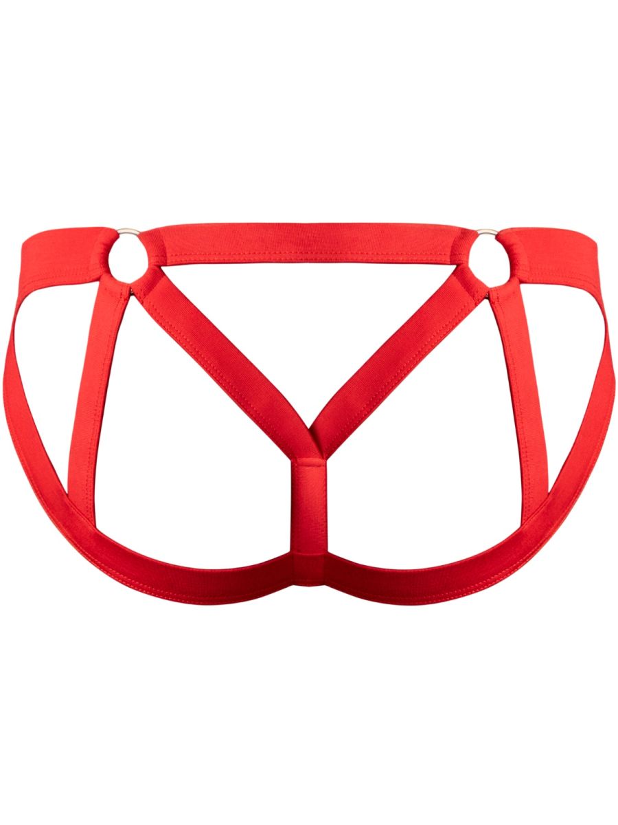 Male Power Mesh 2 Strappy Ring Jockstrap - Red
