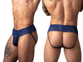 Male Power Sassy Lace Skirt Jock - Navy