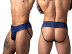 Male Power Sassy Lace Skirt Jock - Navy