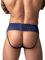 Male Power Sassy Lace Skirt Jock - Navy