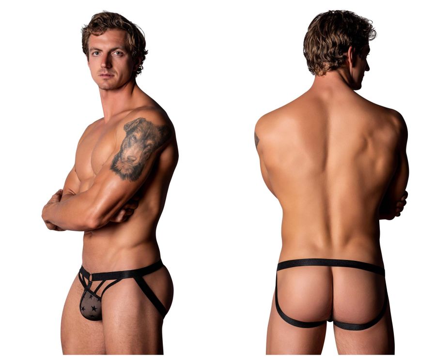 Male Power Love Star Jock with Ring - Black
