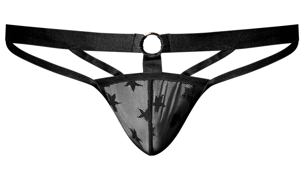 Male Power Love Star Jock with Ring - Black