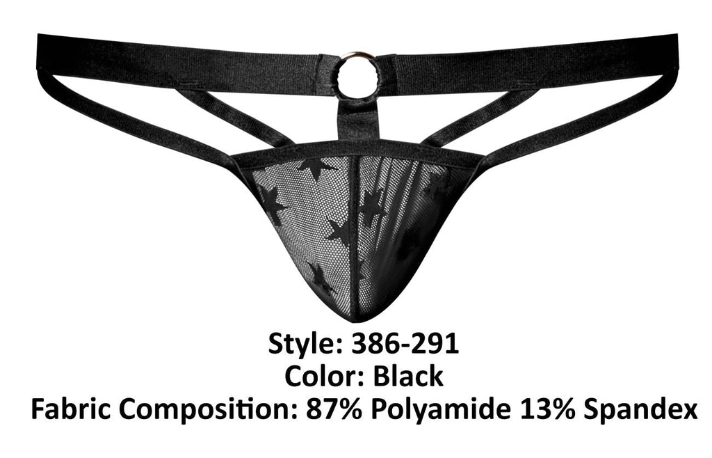 Male Power Love Star Jock with Ring - Black