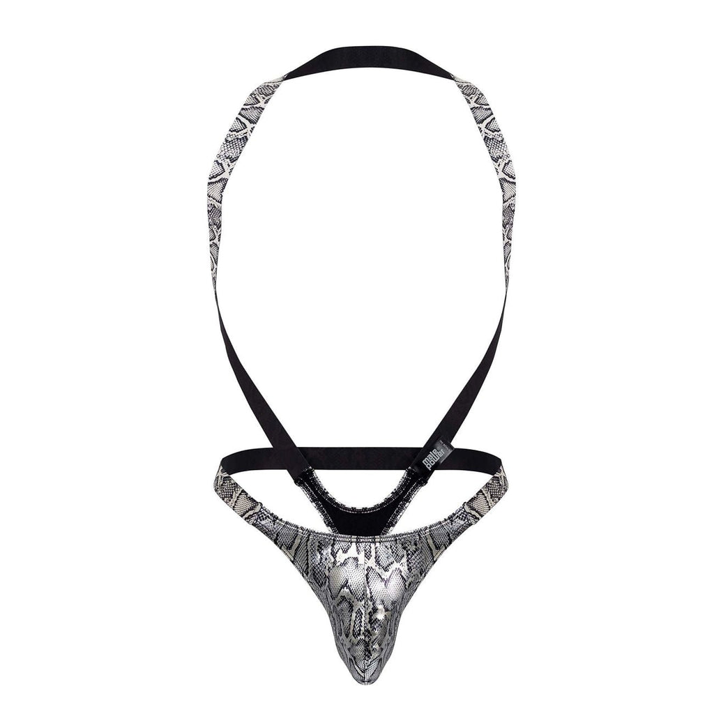 Male Power S-naked Shoulder Sling Harness Thong - Silver-Black