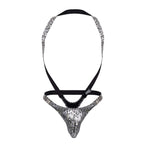Male Power S-naked Shoulder Sling Harness Thong - Silver-Black