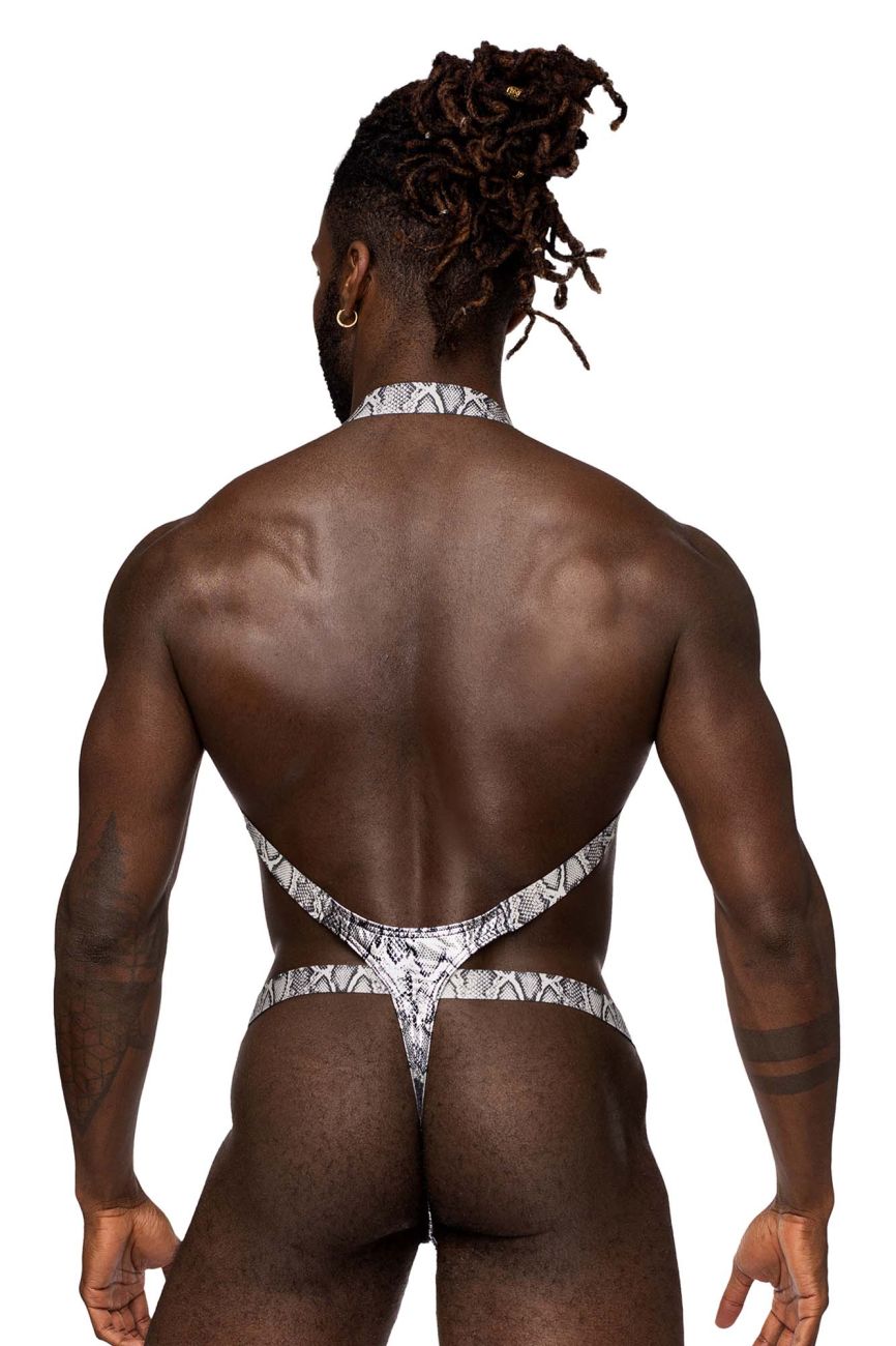 Male Power S-naked Shoulder Sling Harness Thong - Silver-Black