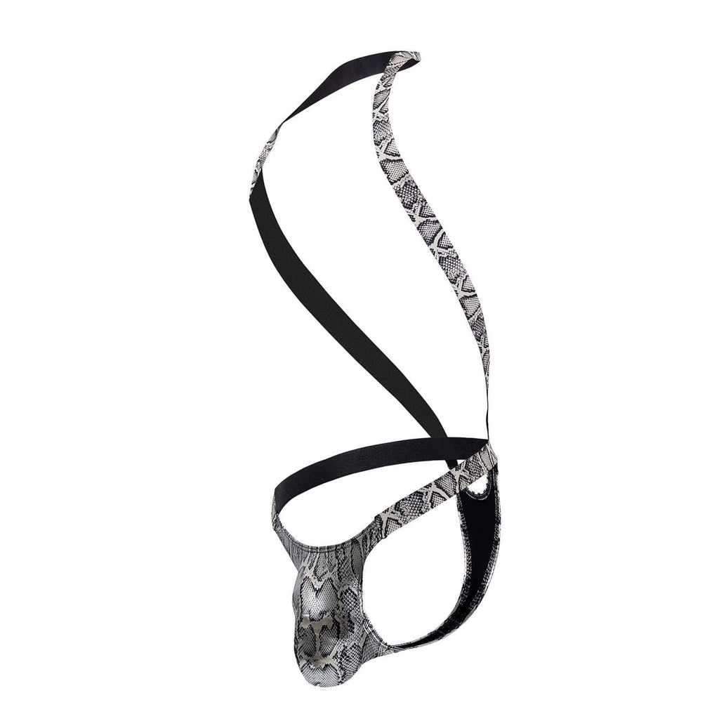 Male Power S-naked Shoulder Sling Harness Thong - Silver-Black