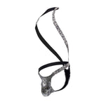 Male Power S-naked Shoulder Sling Harness Thong - Silver-Black