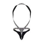 Male Power S-naked Shoulder Sling Harness Thong - Silver-Black