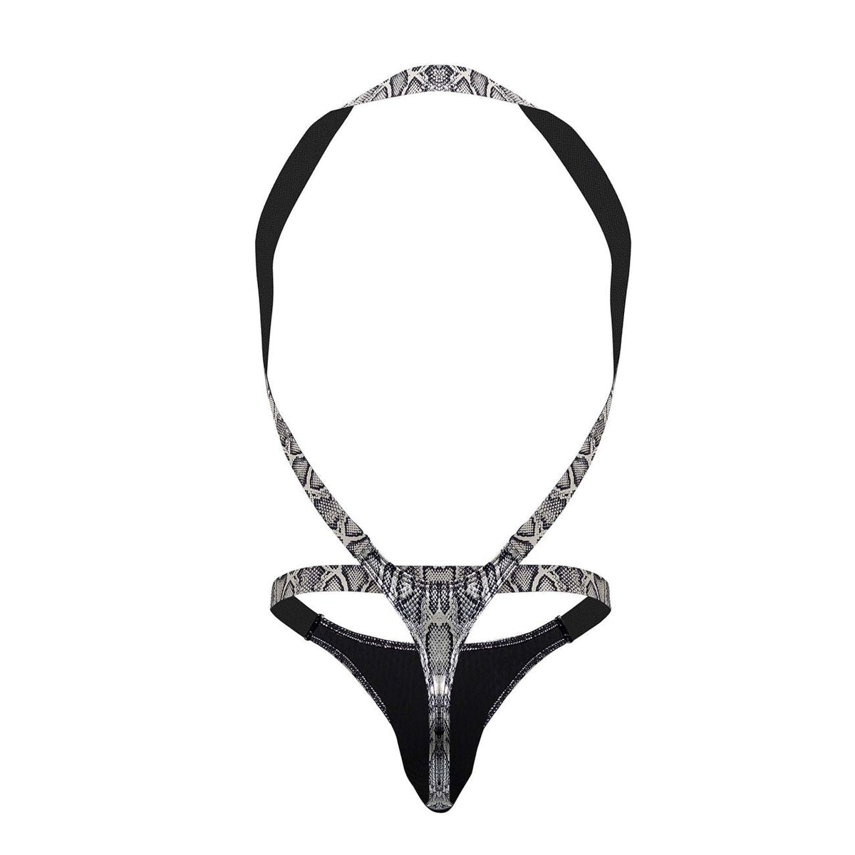 Male Power S-naked Shoulder Sling Harness Thong - Silver-Black