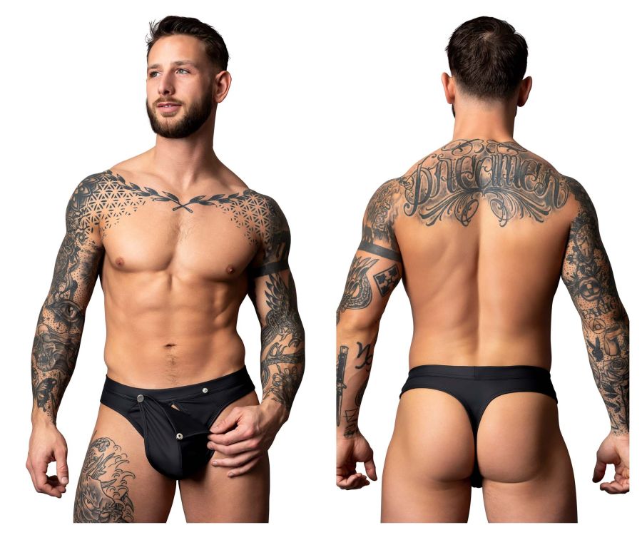 Male Power Oh Snap Snap off Thong - Black