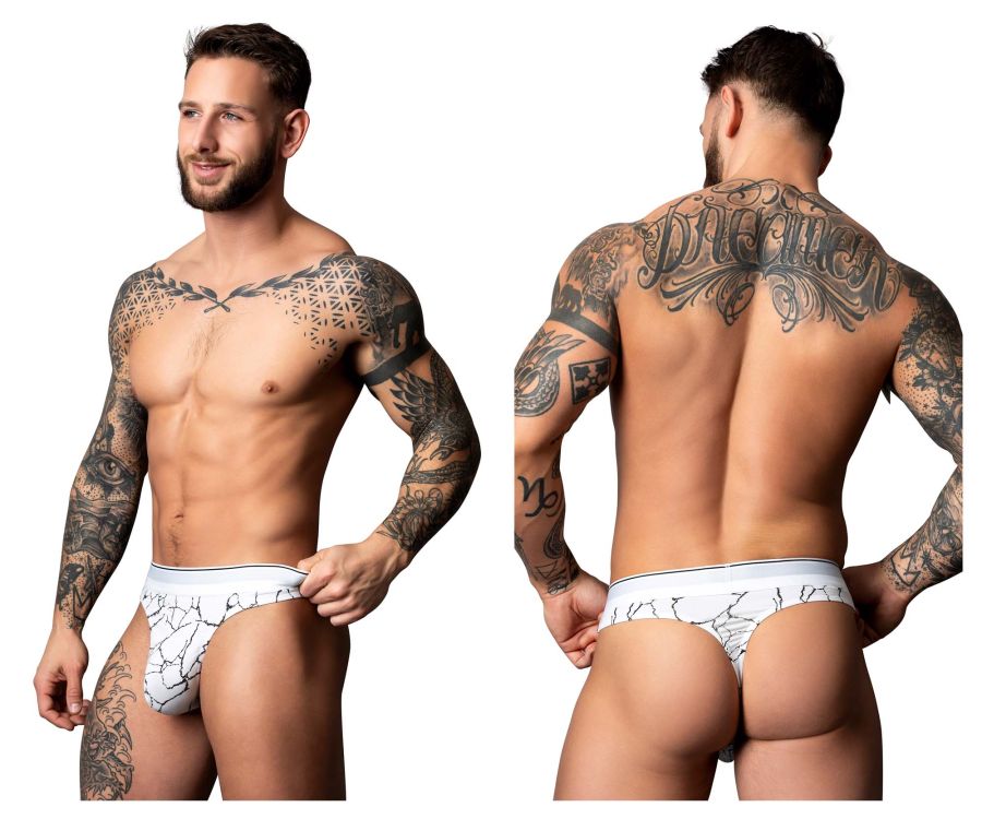 Male Power Soo Cumfy Thong - White-Black