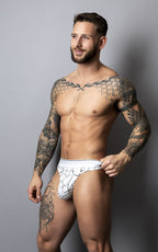 Male Power Soo Cumfy Thong - White-Black