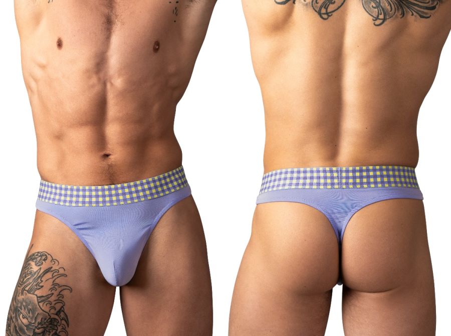 Male Power So Comfy Gingham Thong - Purple