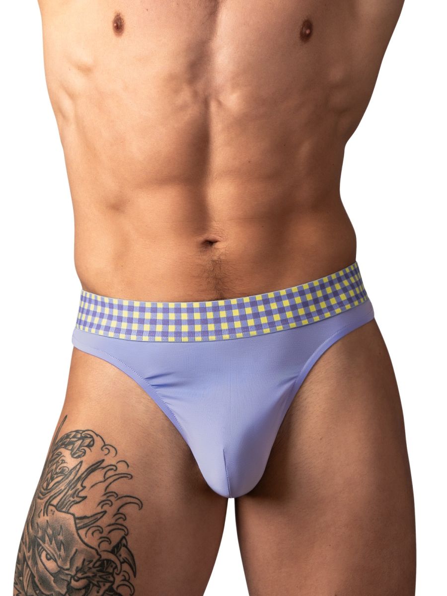 Male Power So Comfy Gingham Thong - Purple