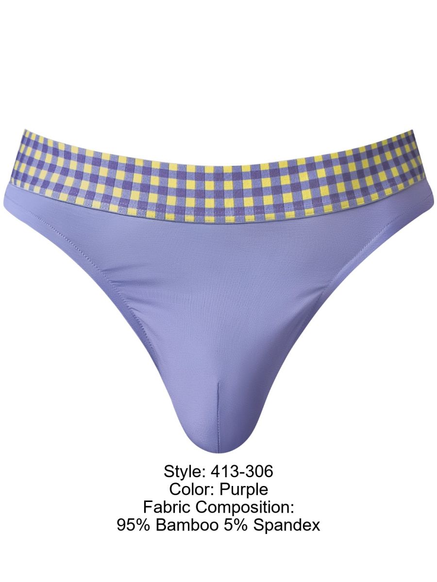 Male Power So Comfy Gingham Thong - Purple