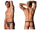 Male Power Love Star Thong with Ring - Black