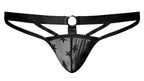 Male Power Love Star Thong with Ring - Black