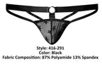 Male Power Love Star Thong with Ring - Black