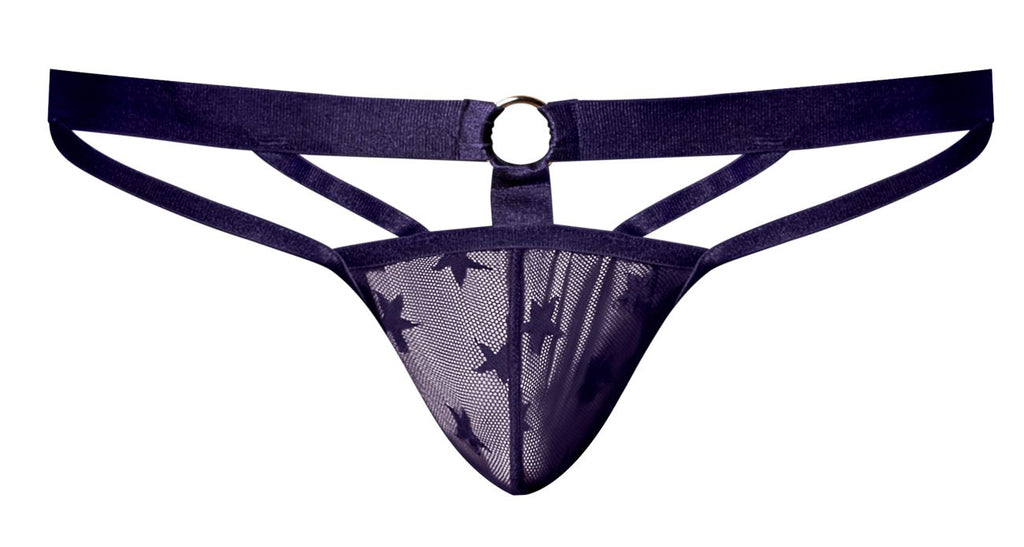 Male Power Love Star Thong with Ring - Purple