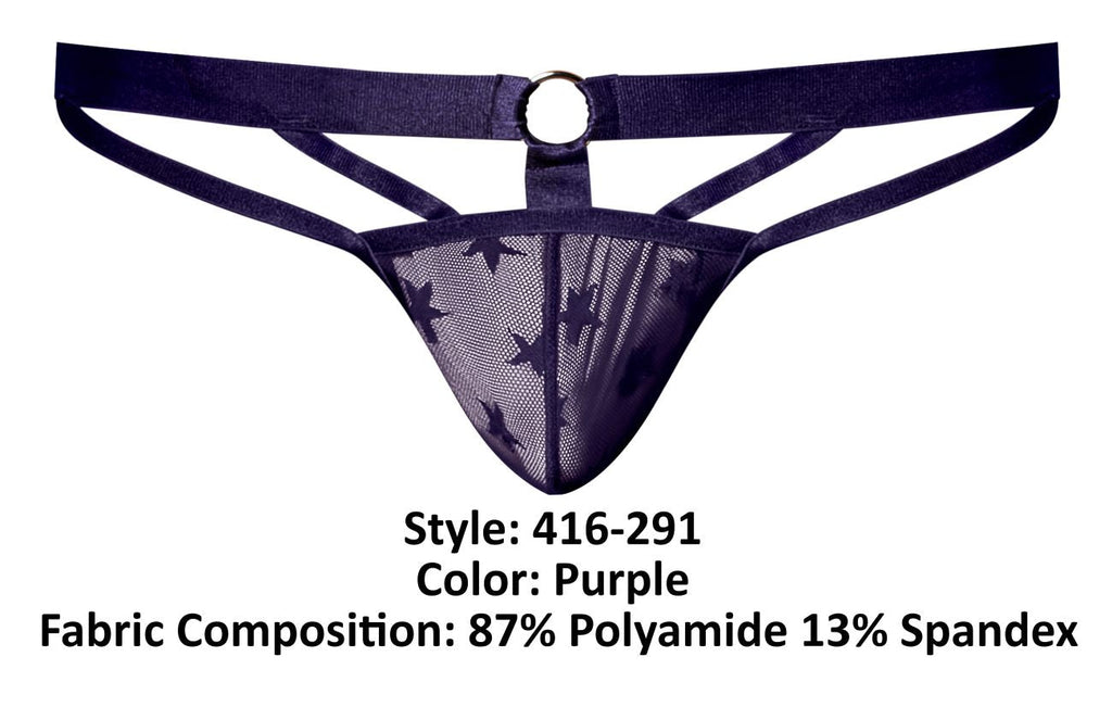 Male Power Love Star Thong with Ring - Purple