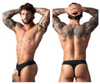 Male Power Open Ended Thong Open Front Elastic Cock Ring - Black