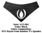 Male Power Open Ended Thong Open Front Elastic Cock Ring - Black
