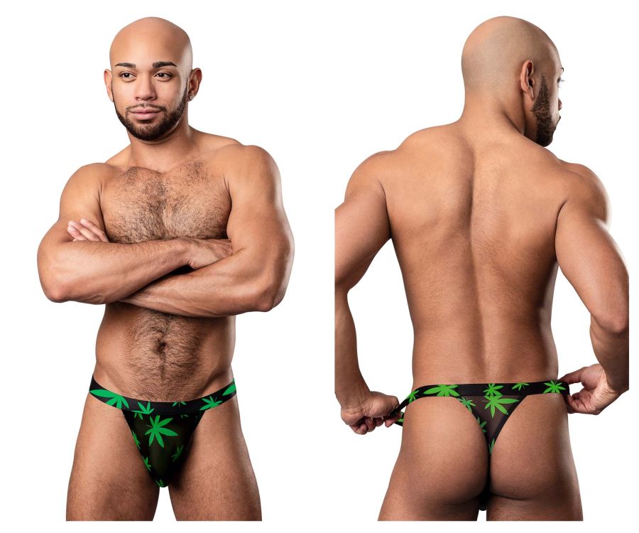 Male Power Hazy Dayz Micro Thong - Pot Leaf