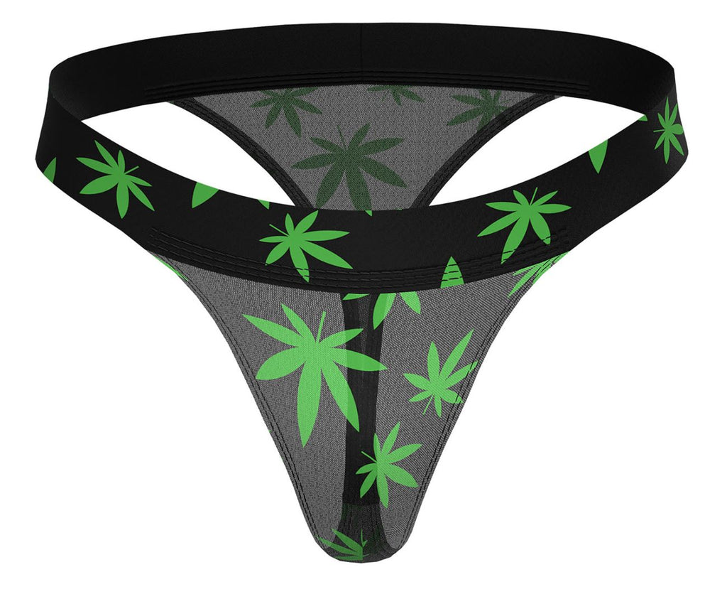 Male Power Hazy Dayz Micro Thong - Pot Leaf