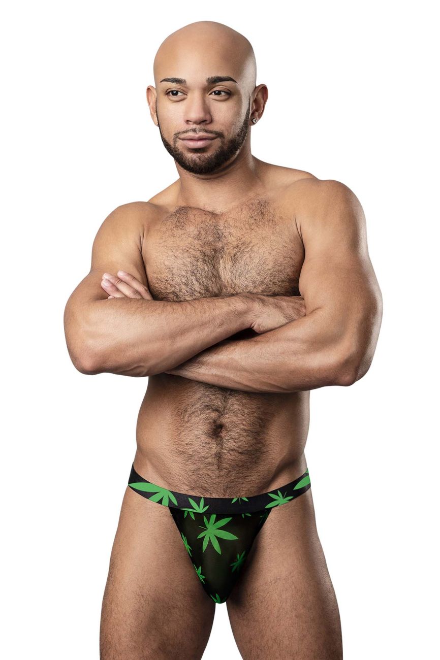 Male Power Hazy Dayz Micro Thong - Pot Leaf