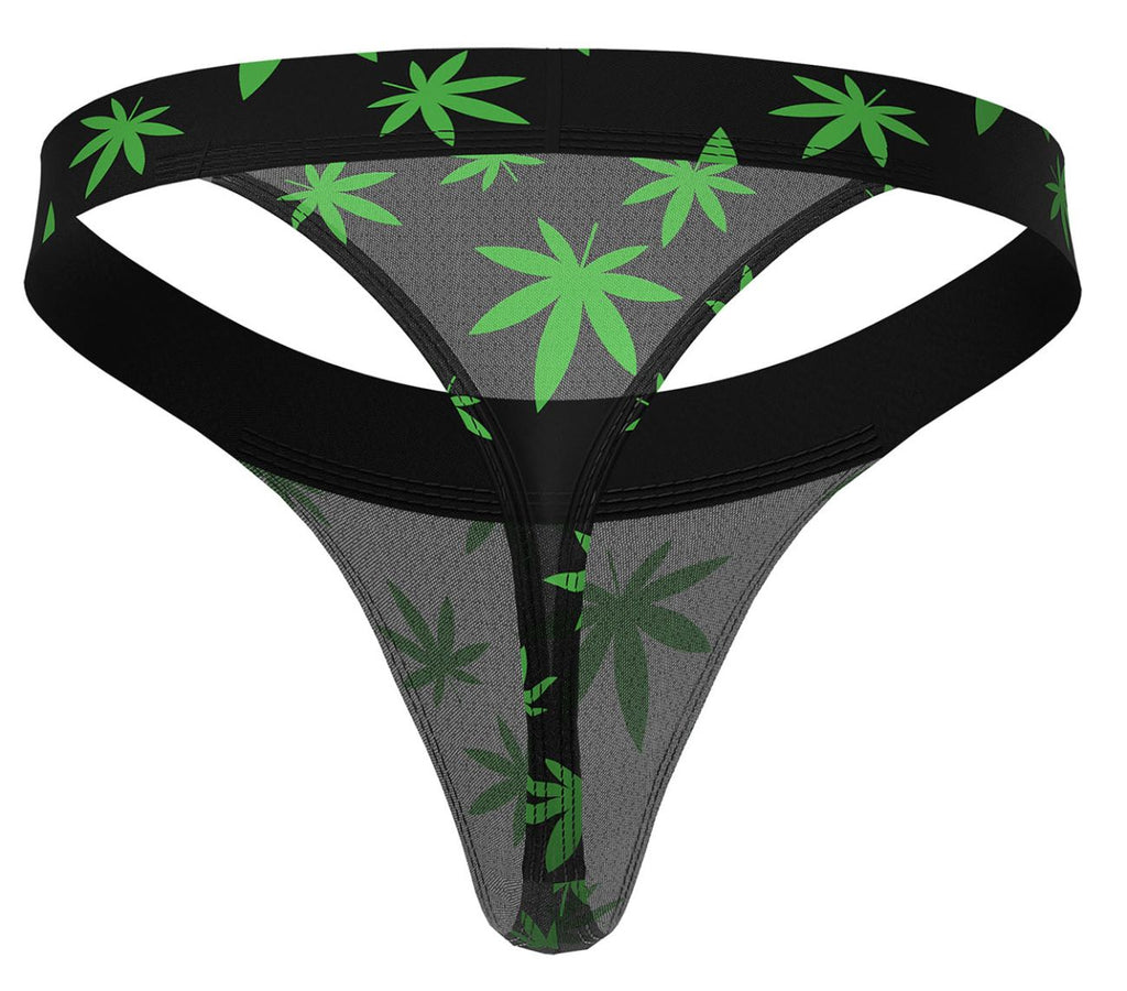 Male Power Hazy Dayz Micro Thong - Pot Leaf