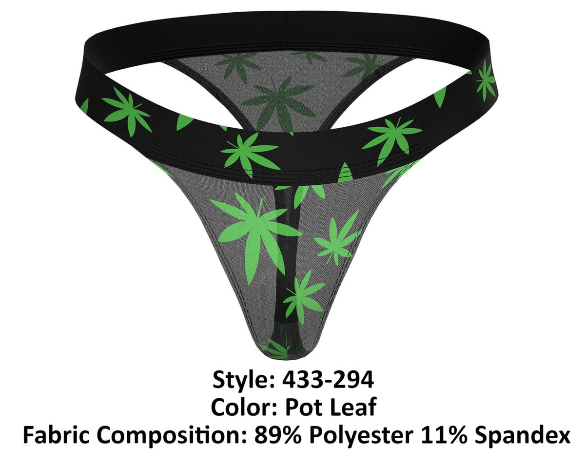 Male Power Hazy Dayz Micro Thong - Pot Leaf