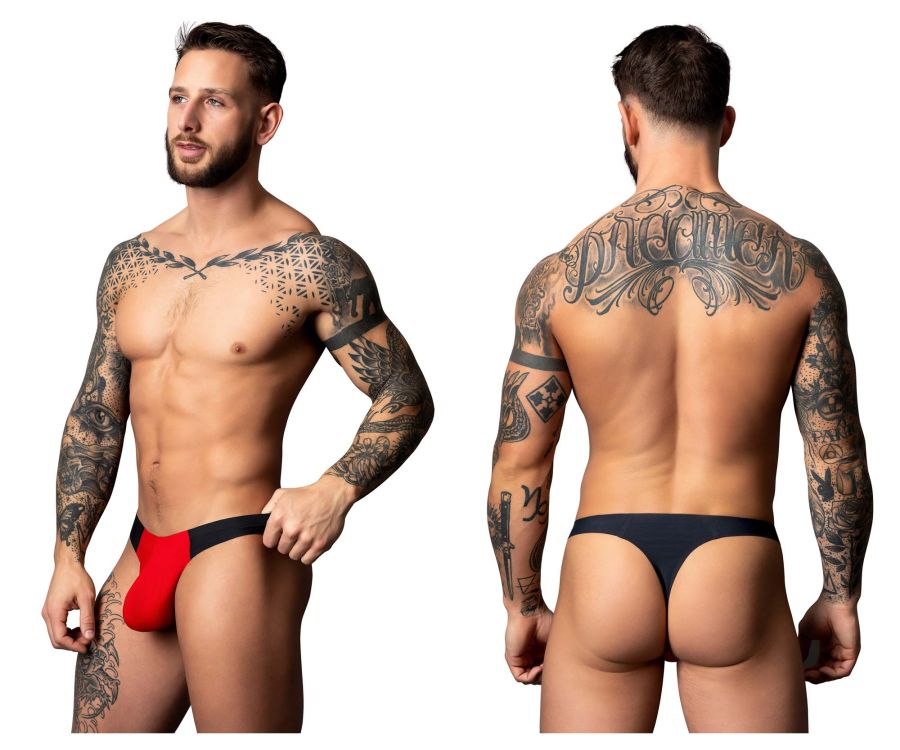 Male Power Hot Mesh Bong Thong - Black-Red