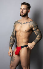 Male Power Hot Mesh Bong Thong - Black-Red