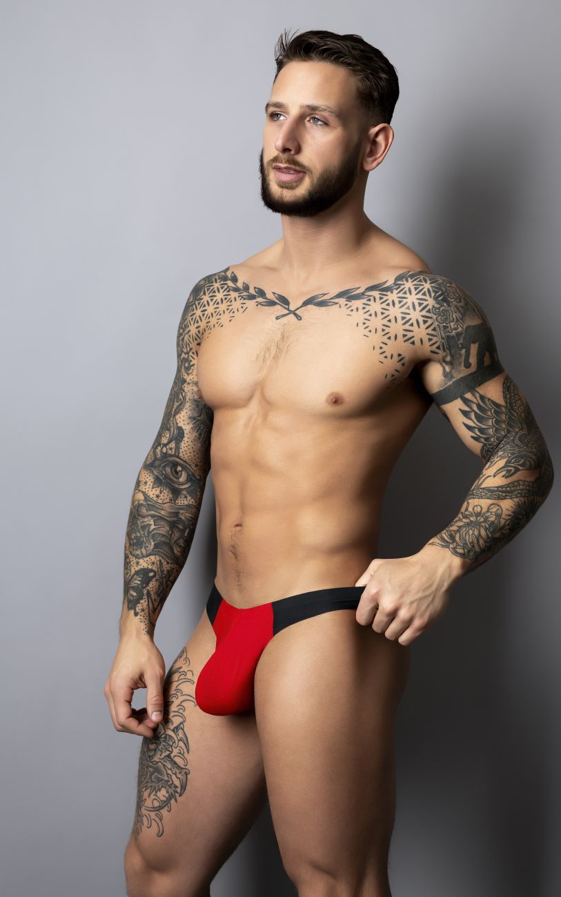 Male Power Hot Mesh Bong Thong - Black-Red