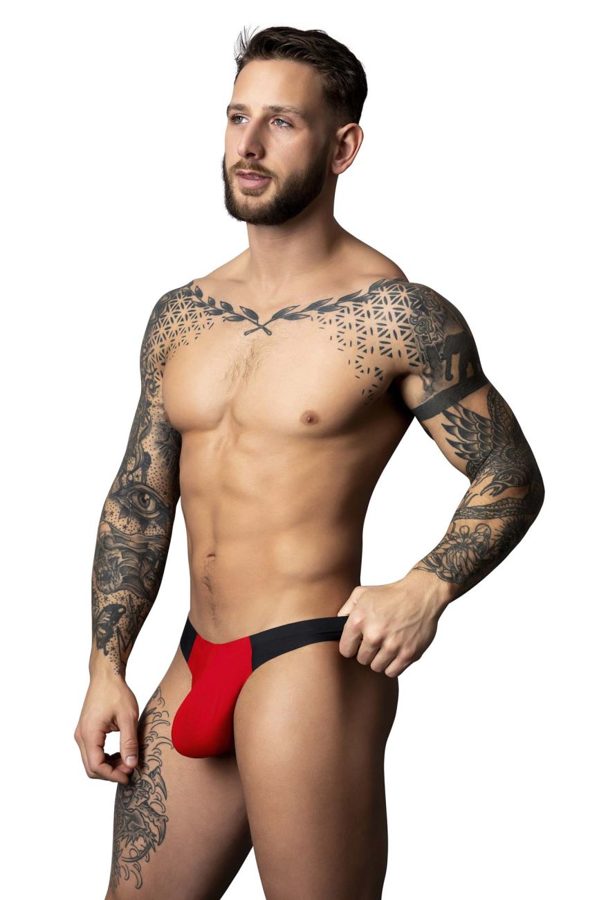 Male Power Hot Mesh Bong Thong - Black-Red