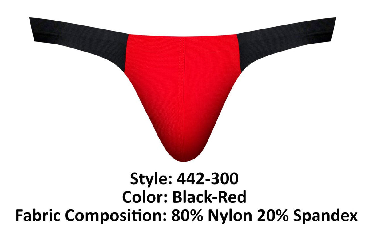 Male Power Hot Mesh Bong Thong - Black-Red