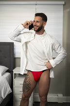 Male Power Hot Mesh Bong Thong - Black-Red
